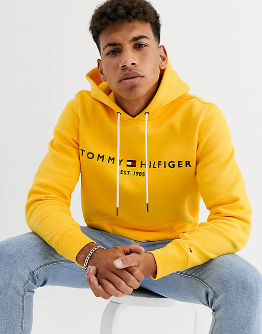 Tommy Hilfiger classic chest logo hoodie in yellow | ASOS