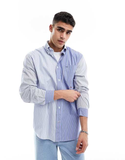 Tommy Hilfiger classic flag blocking shirt in blue ASOS