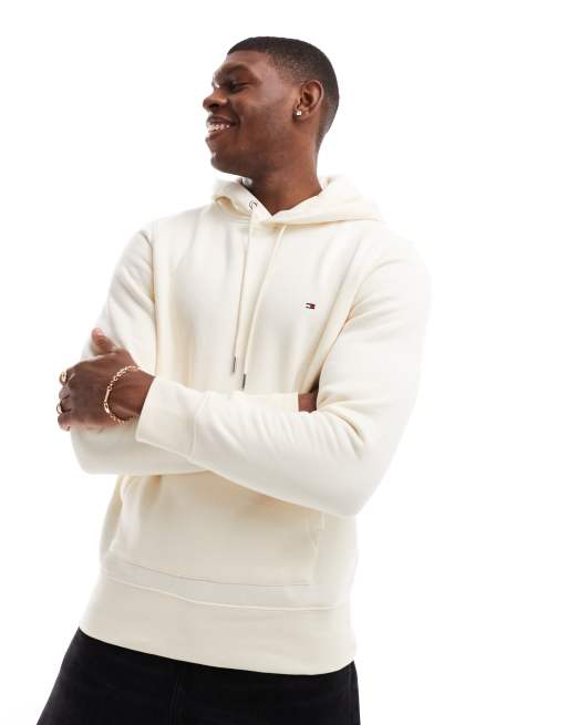 Tommy Hilfiger – Classic – Kremowa bluza z kapturem i logo z flagą