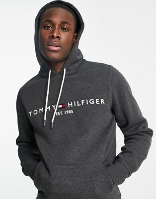 Tommy Hilfiger Classic Logo Hoodie In Dark Gray | ModeSens