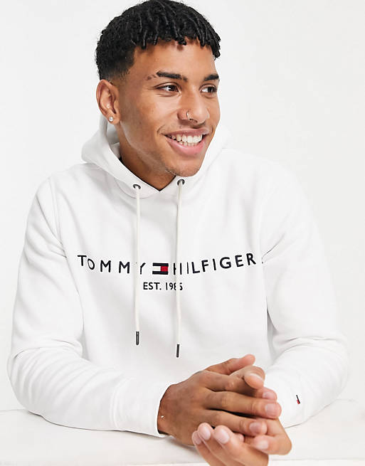 Tommy Hilfiger classic logo hoodie in white | ASOS