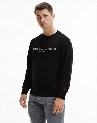 Tommy Hilfiger classic logo sweatshirt in black | ASOS