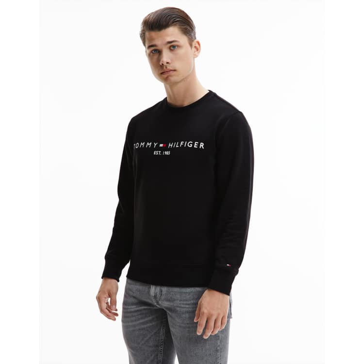 Tommy Hilfiger classic logo sweatshirt black ASOS | in