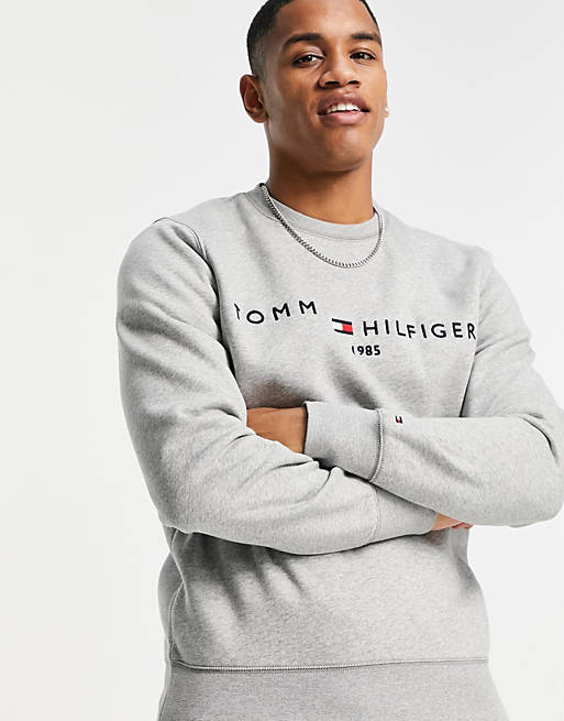 Tommy Hilfiger classic logo sweatshirt in grey | ASOS