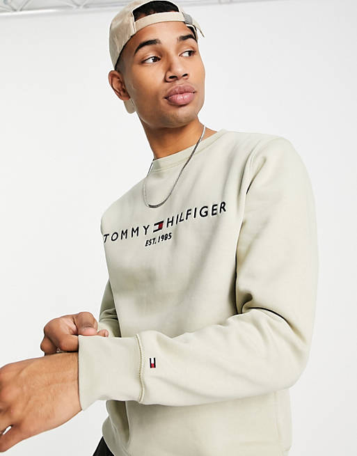 Tommy Hilfiger classic logo sweatshirt in stone