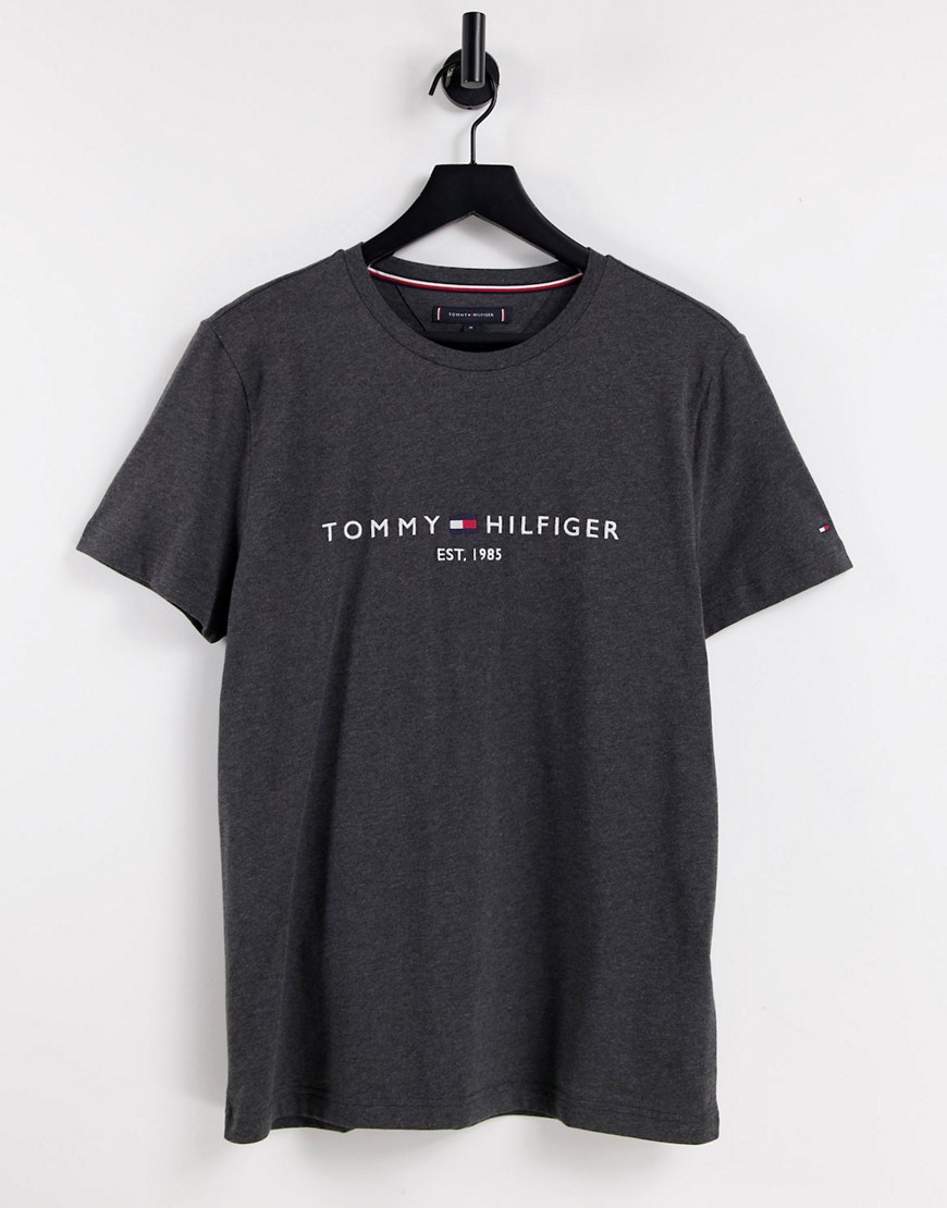 Tommy Hilfiger classic logo T-shirt in dark gray-Grey