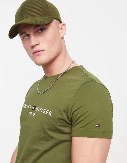 Tommy hilfiger olive green hot sale shirt