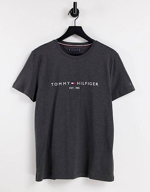 Be satisfied regret captain Tommy Hilfiger classic logo T-shirt in dark grey | ASOS