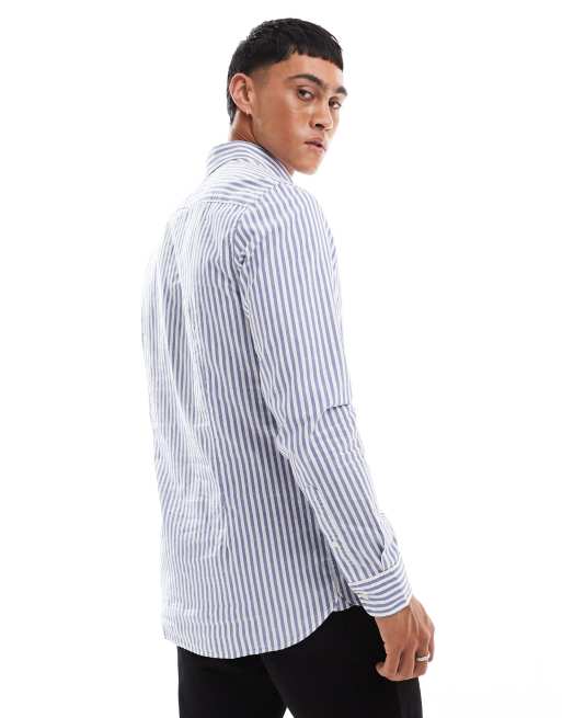 Tommy Hilfiger classic poplin slim fit shirt in blue stripe | ASOS