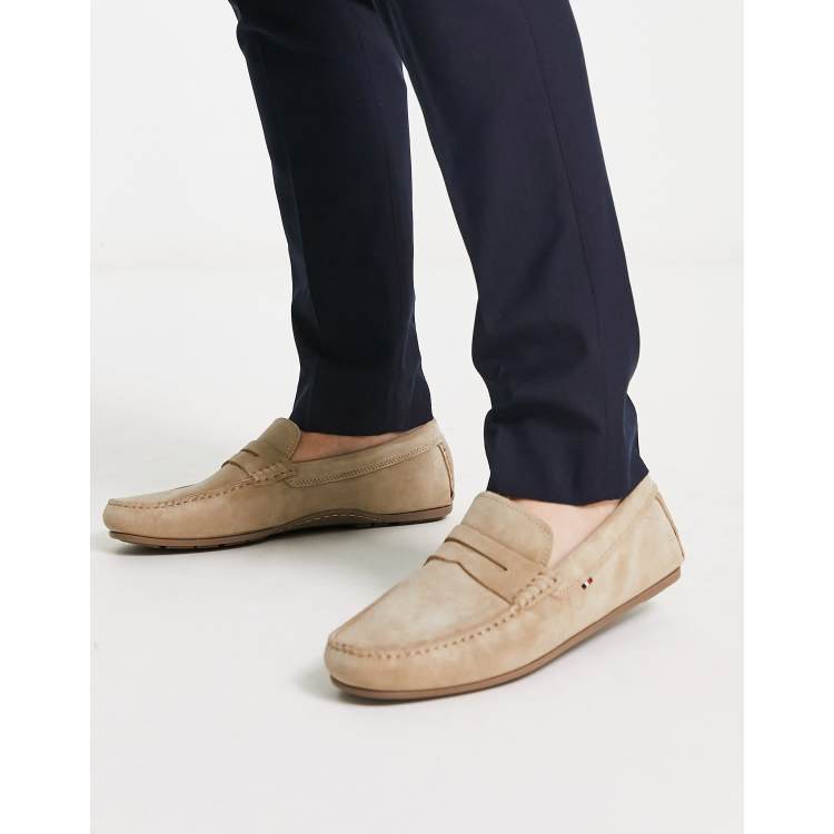 schildpad het spoor Metalen lijn Tommy Hilfiger classic suede driver shoes in beige | ASOS