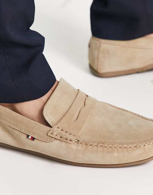 schildpad het spoor Metalen lijn Tommy Hilfiger classic suede driver shoes in beige | ASOS