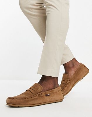 Tommy Hilfiger classic suede driver shoes in brown