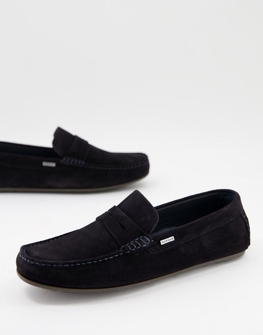 Tommy Hilfiger classic suede penny loafer drivers in navy