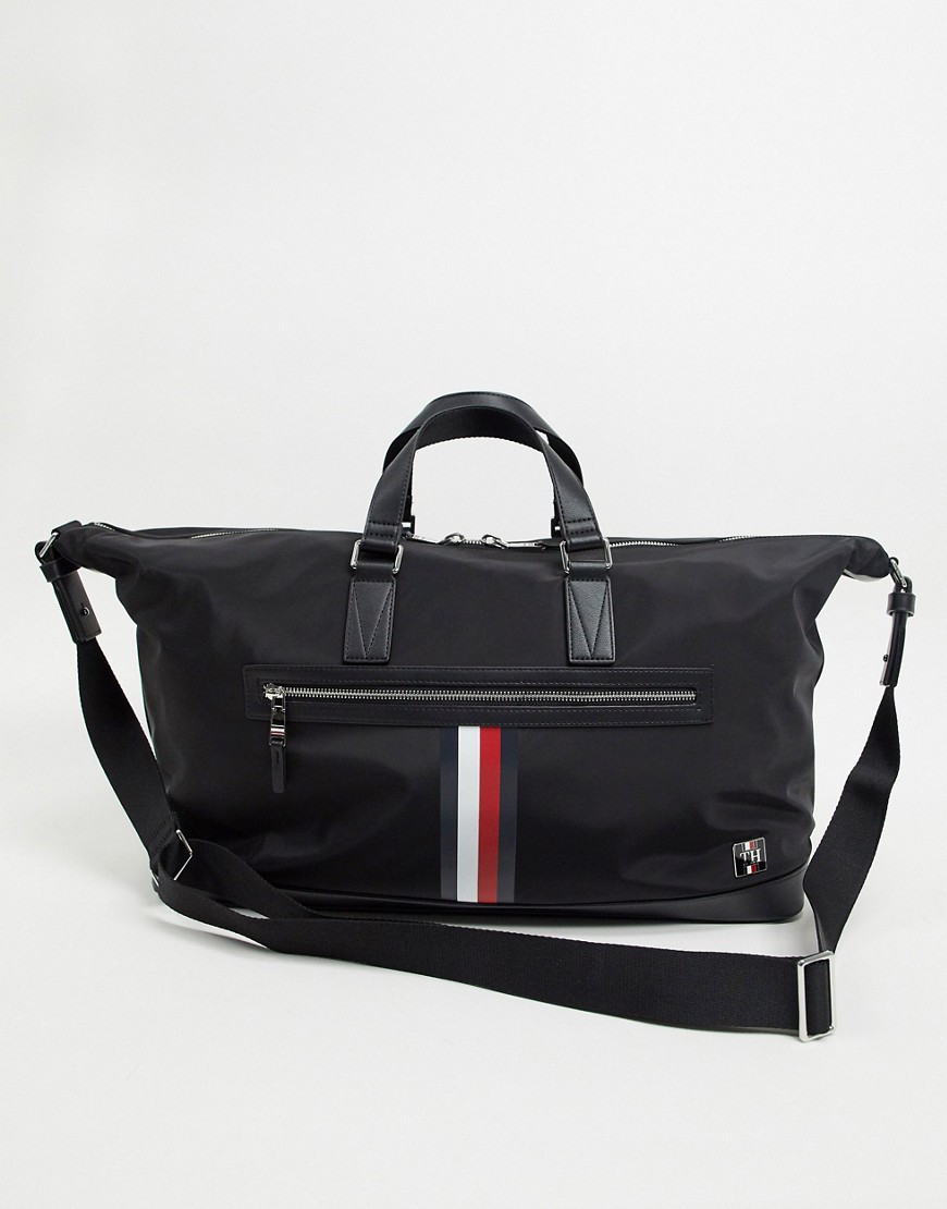 Tommy Hilfiger clean nylon duffle bag with stripe in black