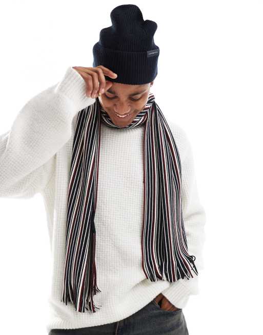 Tommy Hilfiger - Coffret cadeau avec écharpe rayée et bonnet - Bleu marine, 2 de 4