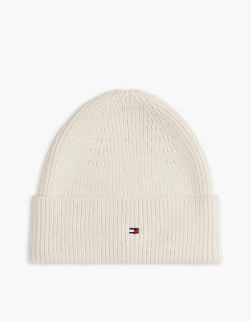 Tommy Hilfiger coffret cadeau bonnet et écharpe Hilfiger flag en crème ...