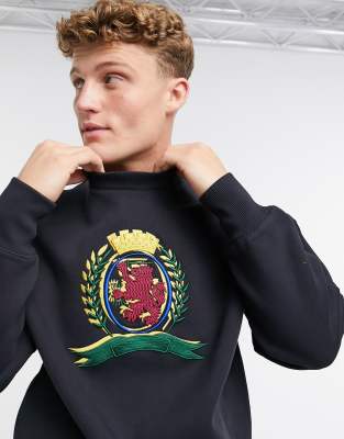 Tommy Hilfiger Collections 3d crest crew neck sweat-Navy