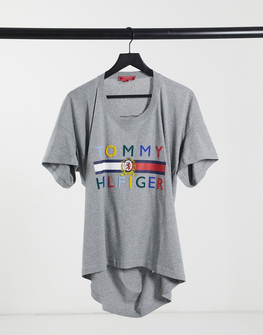 Tommy Hilfiger Collections bold front logo t-shirt in grey