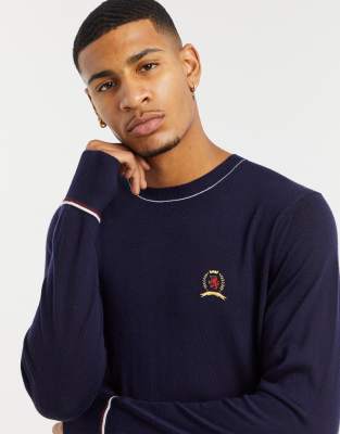 tommy jeans crest collection navy crew neck sweatshirt