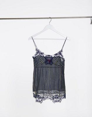 Tommy Hilfiger Collections pinstripe lace detail cami top in navy