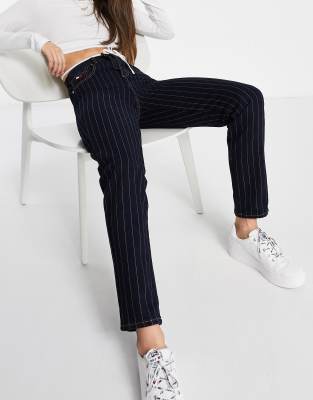black pinstripe jeans womens