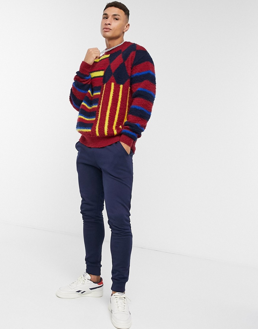 Tommy Hilfiger Collections striped pilled wool crewneck-Red