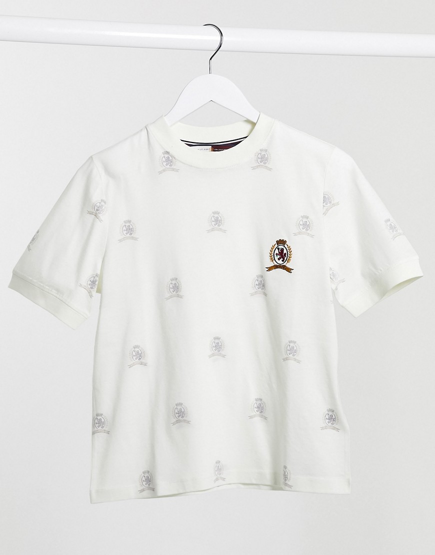 Tommy Hilfiger Collections - T-shirt met kleine embleempjes in crème