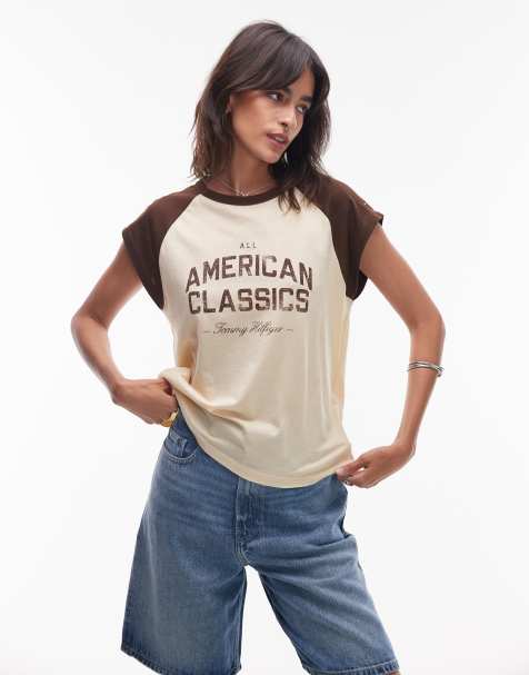 Tommy Hilfiger – College-T-Shirt in Beige mit Rundhalsausschnitt - view 1