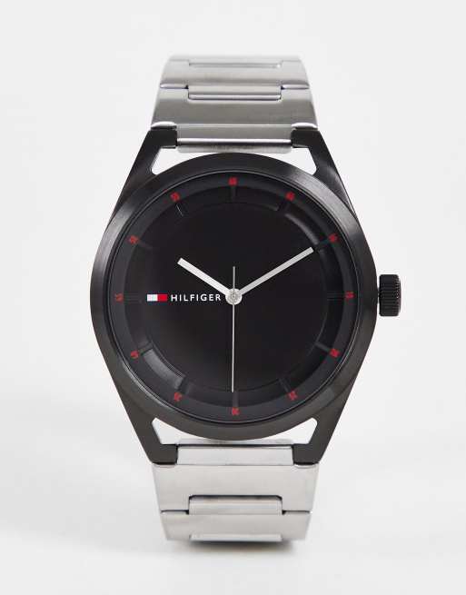 Tommy Hilfiger - Collin - Montre avec bracelet à maillons argentés - Noir