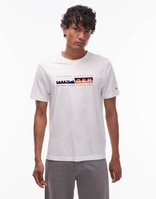 Tommy Hilfiger Color Block Graphic Logo T-shirt In White