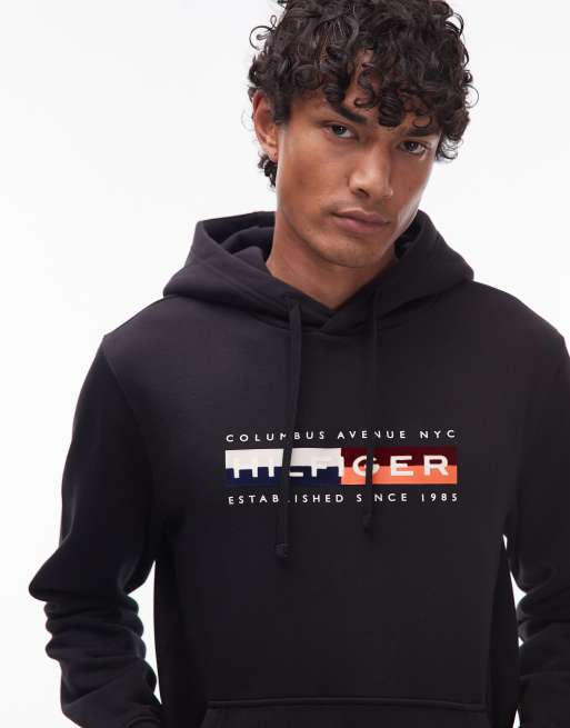 Tommy Hilfiger color block logo hoodie in black ASOS