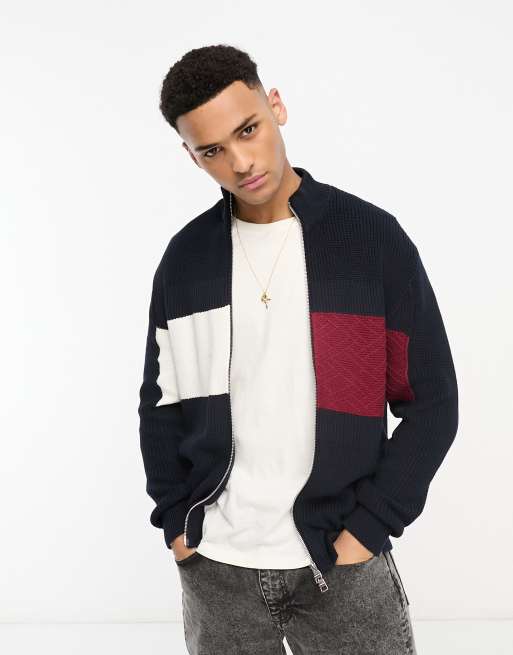 Tommy Hilfiger color block track jacket in navy