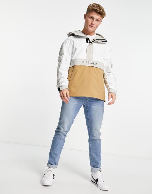 Tommy Hilfiger colourblock anorak in ecru