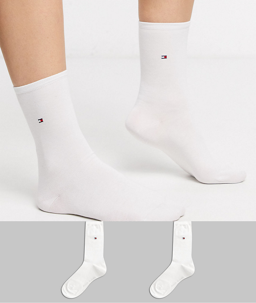 Tommy Hilfiger - Confezione da 2 paia di calzini casual bianchi con logo-Bianco