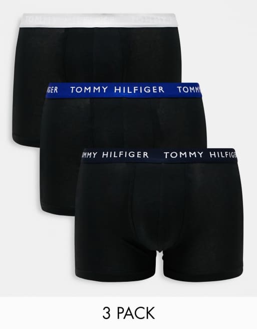 Tommy Hilfiger - Confezione da 3 boxer aderenti neri con fascia in vita blu