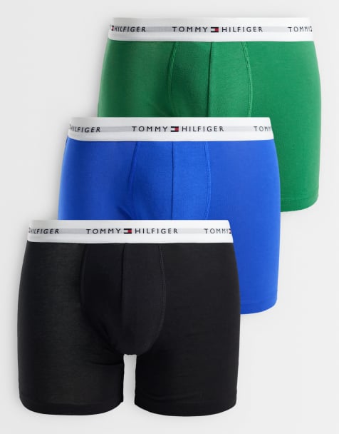 Tommy Hilfiger - Confezione da 3 boxer in cotone blu/verde/nero con logo - view 1