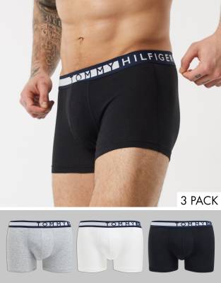 Tommy Hilfiger - Confezione da 3 paia di boxer aderenti multi con elastico in vita a contrasto