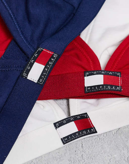 Tommy Hilfiger - Confezione da 3 reggiseni a triangolo bianco/rosso/blu, 2 di 3