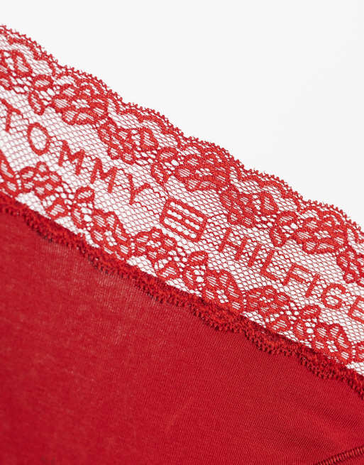 Tommy Hilfiger - Confezione da tanga con logo 3 in pizzo rosso/bianco/rosa, 2 di 3