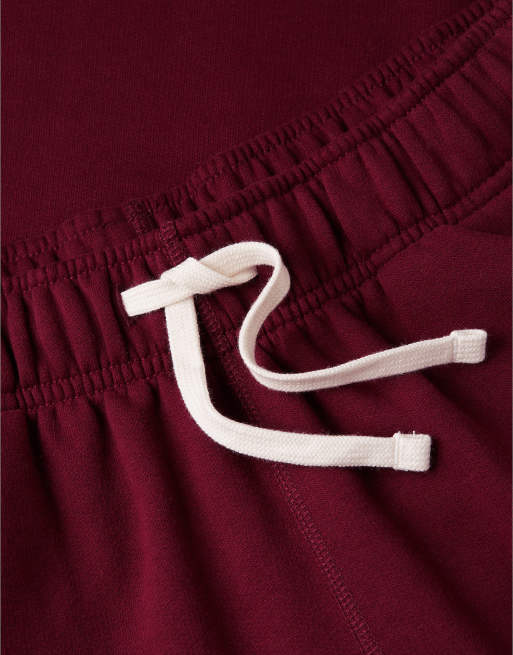 Tommy Hilfiger Contrast drawstring fleece cuffed joggers in burgundy, 6 of 6