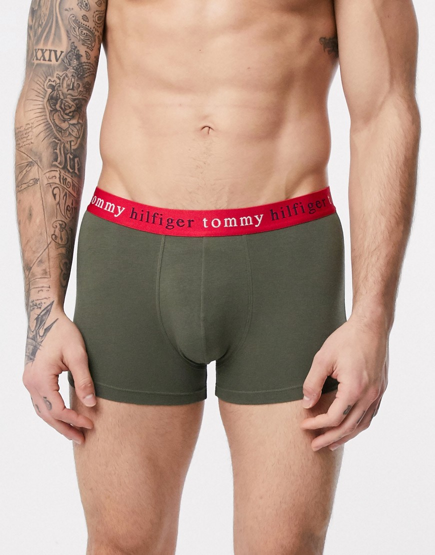 Tommy Hilfiger contrast waistband trunks in khaki-Green