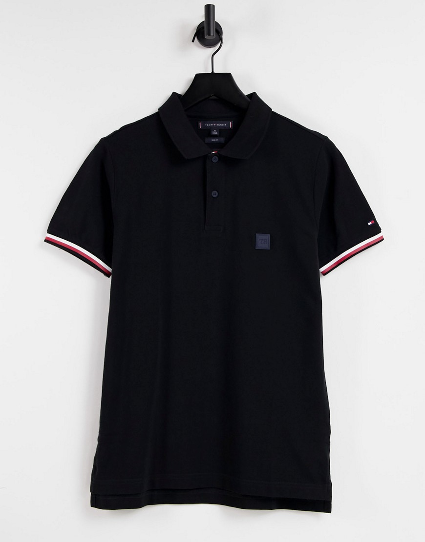 Tommy Hilfiger cool rubber tipped polo shirt-Black