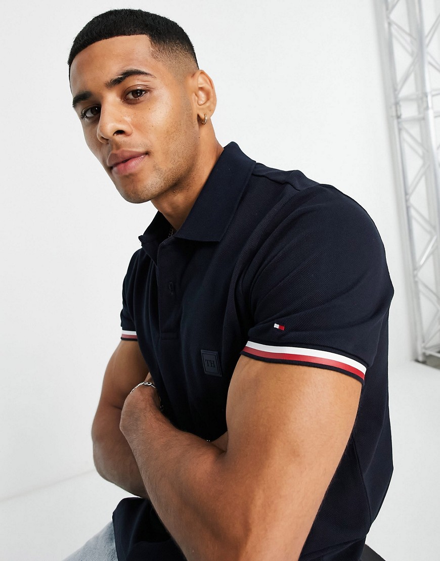 Tommy Hilfiger cool rubber tipped polo shirt-Navy