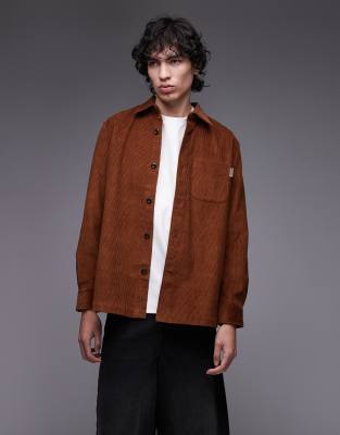 Tommy Hilfiger Corduroy Overshirt In Brown
