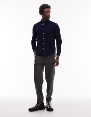 Tommy Hilfiger Man Shirt Navy Blue Size M Cotton In Blue