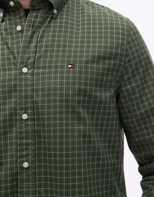 Tommy Hilfiger - Core - Camicia in popeline verde a quadretti, 3 di 5