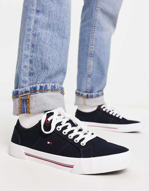 Tommy Hilfiger - Core Corporate - Blå sneakers i kanvas
