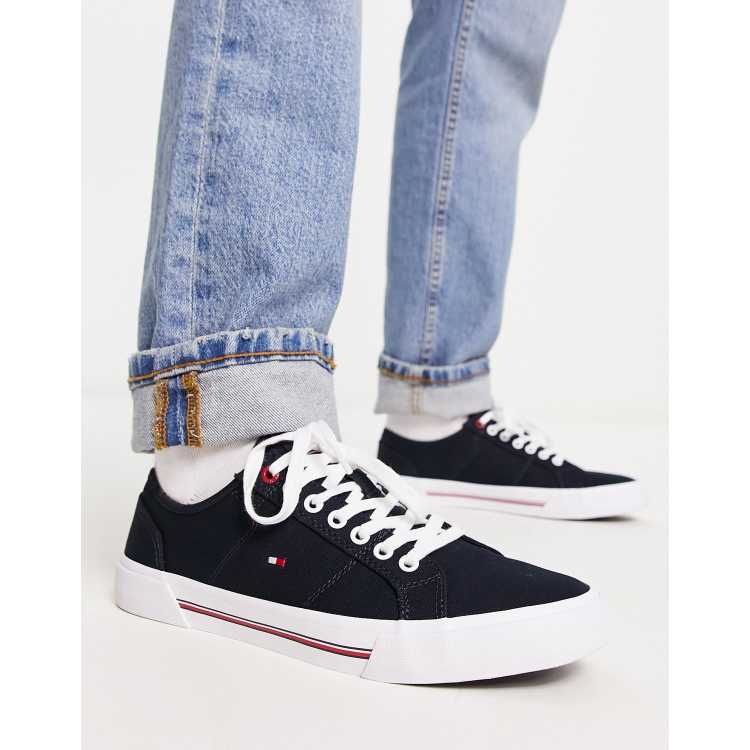 Tommy Hilfiger core corporate canvas sneakers in blue ASOS
