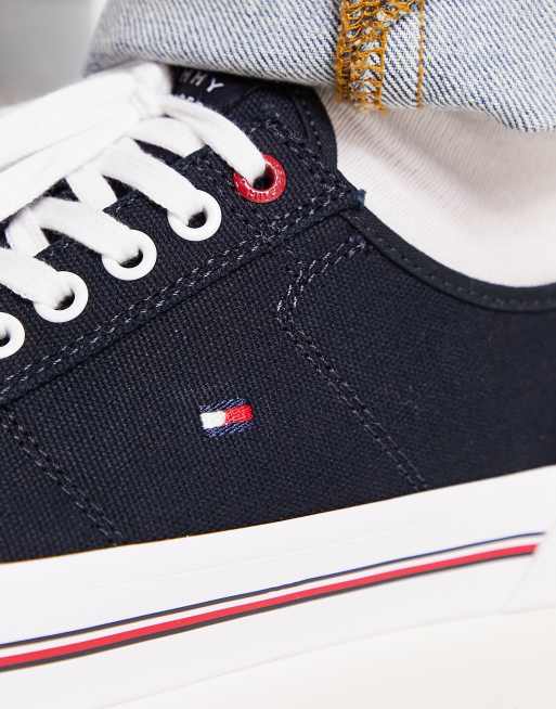 Tommy Hilfiger core corporate canvas sneakers in blue