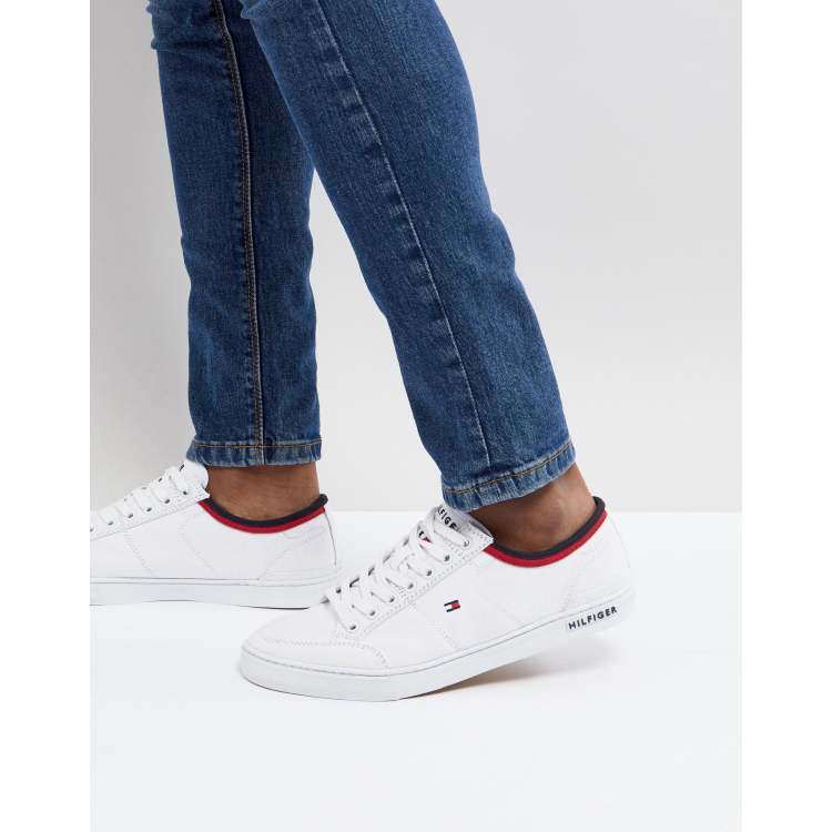 Tommy hilfiger core corporate canvas trainers in white 2025